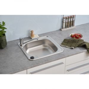 Respekta Dallas Évier en acier inoxydable/Évier encastré 1 bac de 46,5 x 43,5 cm adapté aux meubles sous-évier de 40 cm de large