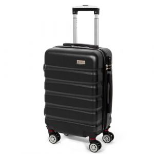 Todeco Valise Cabine 56cm, Rigide e Légère ABS+PC Valise à Main légère avec Coque Rigide, avec 4 Doubles Roues, 56x36x22cm, Noir