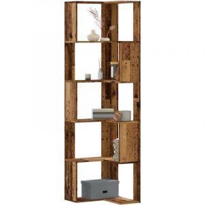 VidaXL Bibliothèque d'angle à 5 niveaux vieux bois bois d'ingénierie