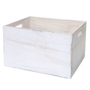 Mendler Boîte en bois HWC-C20, style shabby ~ 40x30x24cm, blanc shabby