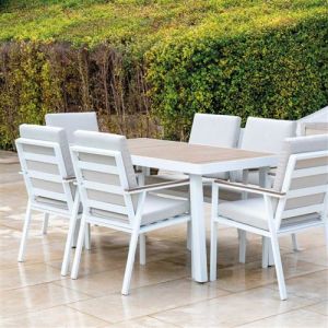 Image de Luna Salon de jardin en aluminium 6 personnes Turquia blanc et beige