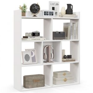 Goplus - Bibliothèque Ouverte 80x20x90CM Etagère Cube 3 Niveaux 7 Casiers Blanc