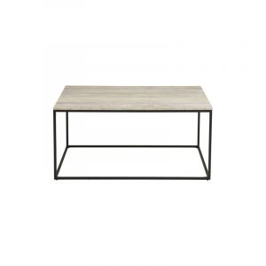 Chic- table basse d&eacute;cor travertin et m&eacute;tal 90x60 cm