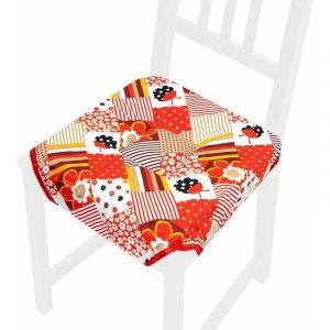 Emmevi ROSA8L Coussin de chaise universel en coton lavable pour table de cuisine, motif coccinelle, rouge