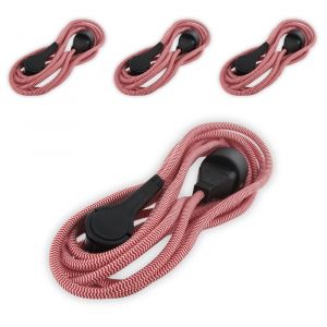 Chacon Lot de 4 rallonges textile fiche plate - 3m - prise terre - Blanc et Rouge