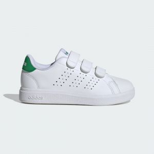 Adidas Advantage 2.0 Shoes Children Chaussures Basses non liées au Football, Cloud White/Cloud White/Green, 28.5 EU