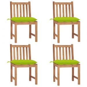 VidaXL Lot de 4 Chaises de Jardin avec Coussins, Sièges de Terrasse, Chaises de Salle à Manger, Meubles de Patio Extérieur, Bois de Teck Massif