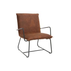 Miliboo Fauteuil vintage marron avec structure en métal noir MERCY