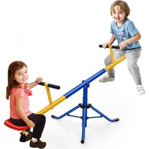 Image de Balançoire à Bascule Tapecul pour Enfant Pivotante à 360° avec Pieds d'Arrêt Jouet d'Extérieur pour Jardin 3 - 8 ans - Costway