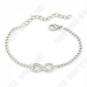 Bracelet Ajustable - Td - Signe De L'infini - Argent Plaqué - Femme - Taille Moyenne