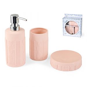 H+H H&H Pengo h1310378 a Set Bain Fiesole, 3 pi&egrave;ces, c&eacute;ramique, Rose, 22 x 8 x 25 cm, 3 unit&eacute;s