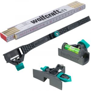 Wolfcraft Kit 'Personnaliser son Mètre' - Mètre Pliant, Niveau, Accessoire de Traçage et Adaptateur pour Mètre - réf. 8623000