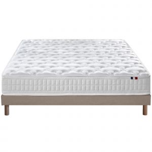 Ensemble matelas ressorts et sommier 90x190 beige