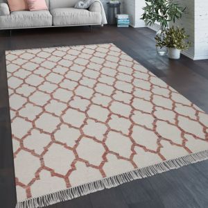 Paco Home Tapis De Salon Motif Marocain Franges Tiss&eacute; &Agrave; La Main Laine Multicolore 60x110 cm