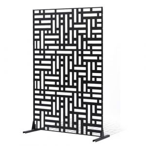 VEVOR Brise-Vue en Métal, 120x193 cm, Panneau Intimité Autoportant avec Support, Écran de Confidentialité Décoratif, Paravent Séparateur Extérieur pour Patio, Balcon, Salle Intérieure, Jardin, Noir