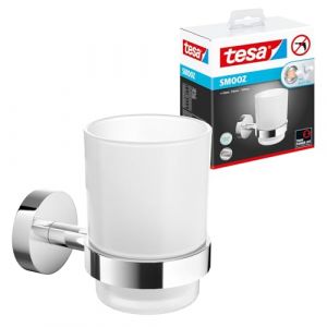 Tesa Smooz Crochet Peignoir, métal chromé, ce Crochet adhésif Haut de Gamme au Design élégant et Arrondi est idéal pour Les Peignoirs et Autres Accessoires de la Salle de Bain, 63 mm x 50 mm x 50 mm