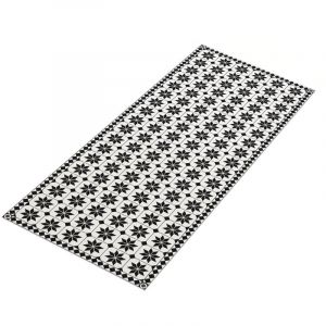 Idmarket Tapis en vinyle effet mosa&iuml;que noir et blanc 66 x 160 cm
