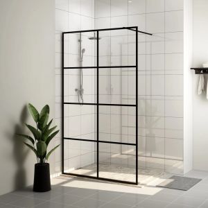 Image de VidaXL Paroi de douche avec verre ESG transparent 90x195 cm Noir - Transparent