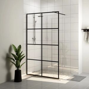 VidaXL Paroi de douche avec verre ESG transparent 90x195 cm Noir - Transparent