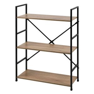 Toilinux Etagère droite Large 3 niveaux Colorado H 48 en Métal et MDF Beige et Noir