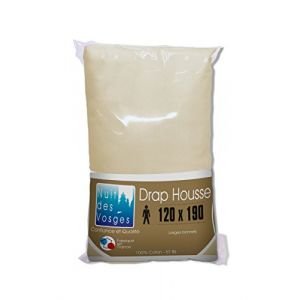 Nuit des Vosges Cotoval Drap Housse Coton Naturel 120 x 190 cm - 3275192351286