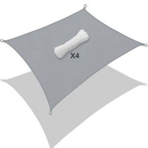 Voile d'ombrage Rectangulaire Imperméable Polyester avec Corde 3x2m Gris