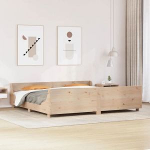 VidaXL Cadre de lit avec tête de lit 180x200 cm bois de pin massif, lit, mobilier de chambre à coucher, lit en bois, lit double, cadre de lit en bois