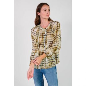 Le Temps des Cerises Chemise Chemise dyana moutarde à motif tie and dye