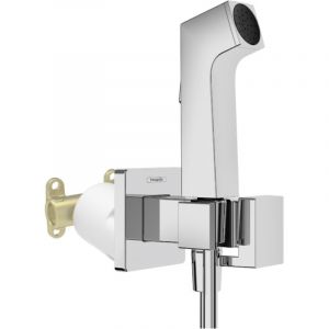 Hansgrohe Douchette WC EcoSmart E avec robinet d'arret et corps d'encastrement Chrom&eacute;