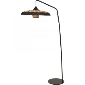 Beliani Lampadaire Boho en Métal avec Abat-Jour en Papier Naturel Noir et Beige Kalomo