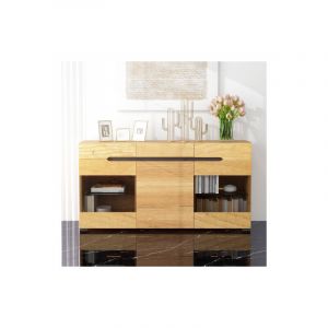 Buffet LED Meuble de salon moderne, Commode moderne avec beaucoup d'espace de rangement - bois