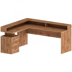 Dmora - Bureau Dcerretell, Bureau d'angle avec plateau, Bureau polyvalent, 180x90h160 cm, Chêne