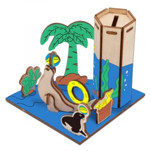 Dam Puzzle 3d en bois parc marin - lion de mer. 115*115*118 mms. 31 pi&egrave;ces.