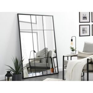 Miroir fenêtre industriel en fer L 105 x H 150 cm Noir BELLAGIO