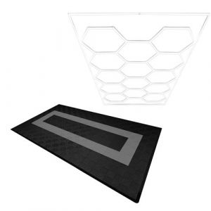 Monster shop Carrelage de Sol 90 Noir 30 Gris Ventilée Modulaire 14 Lampes Hexagones Bordure