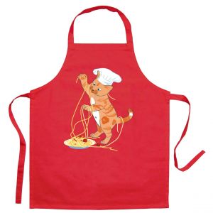 Winkler Tablier de cuisine enfant Chat en cuisine recycl&Atilde;&copy; Rouge 52 x 63