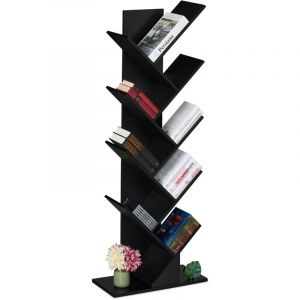 Relaxdays Petite bibliothèque prenant la forme d'un arbre, 9 branches, h x l x p : 128 x 51 x 25 cm, noire