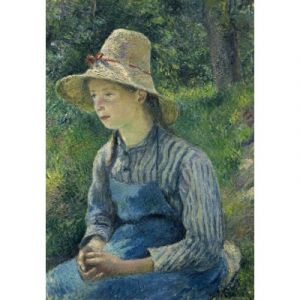 Image de Grafika Camille Pissarro : Jeune Paysanne avec un Chapeau de Paille, 1881