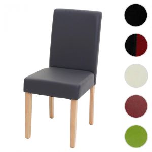 Mendler Chaise de salle &agrave; manger Littau, chaise de cuisine, similicuir ~ gris mat, pieds clairs