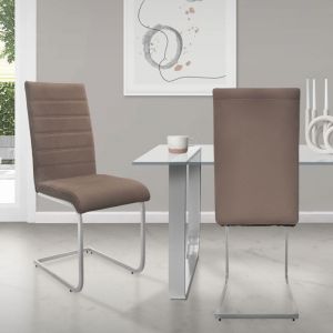 ML-Design 2 Chaises de Salle à Manger en Simili Marron Fauteuil Dossier Ergonomique Assise Rembourrée Chaise de Table Salon Cuisine