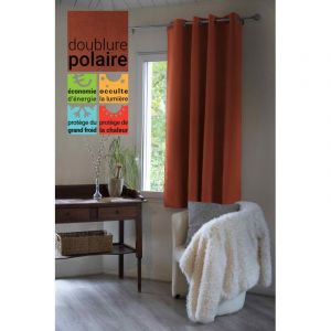 Rideau occultant et thermique doublé polaire 'Inuit' toutes dimensions - Couleur: Inuit Terracotta - Taille de rideaux: Panneau Occultant + Polaire
