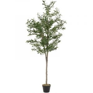 Ml-design - Olivier Artificiel 180 cm Décoratif, Plante Verte Grande avec Tronc en Bois Naturel et Fruits en Plastique, Fausse Plante en Pot, Arbre