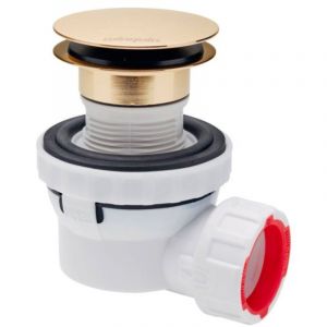 Wirquin Ensemble siphon Lavabo NANO 6.7 &Oslash;32 + bonde Quick-Clac Hauteur 100mm or bross&eacute;