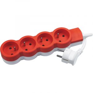 Legrand Rallonge multiprise - 4x2P+T - 16A - 230V - Cordon 1,5m - Orange