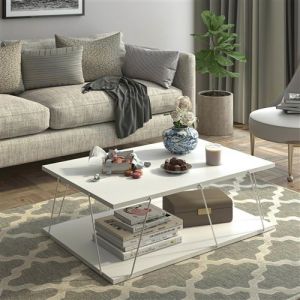 Table basse Saltdal 91 x 62 x 30 cm blanc chrome