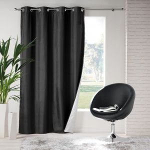 Rideau à œillets isolant thermique Icemount Noir 140 x 260 cm - dos en polyuréthane