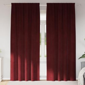VidaXL Rideaux occultants avec bande sup&eacute;rieure 2 pcs Velours Bordeaux