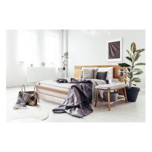 Ensemble sommier matelas LE RAFFINÉ 90x190cm Ressorts ensac s + Mémoire de forme BioVisco Maxi épaisseur 26cm + sommier Blanc