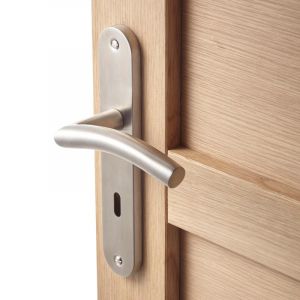 Inspire 2 poign&eacute;es de porte Margaud trou de cl&eacute;, inox entraxe 195 mm