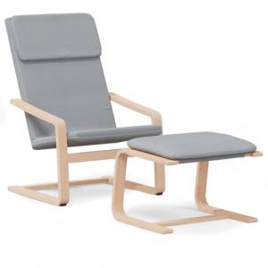 VidaXL Chaise de relaxation avec repose pied Gris clair Tissu